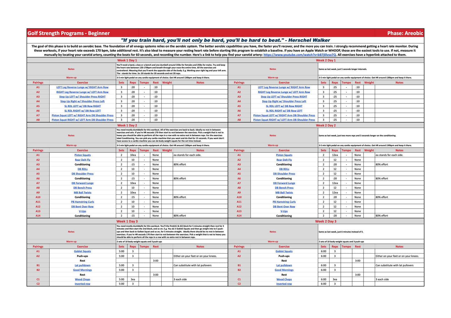 8-week Beginner Golf Performance Plan